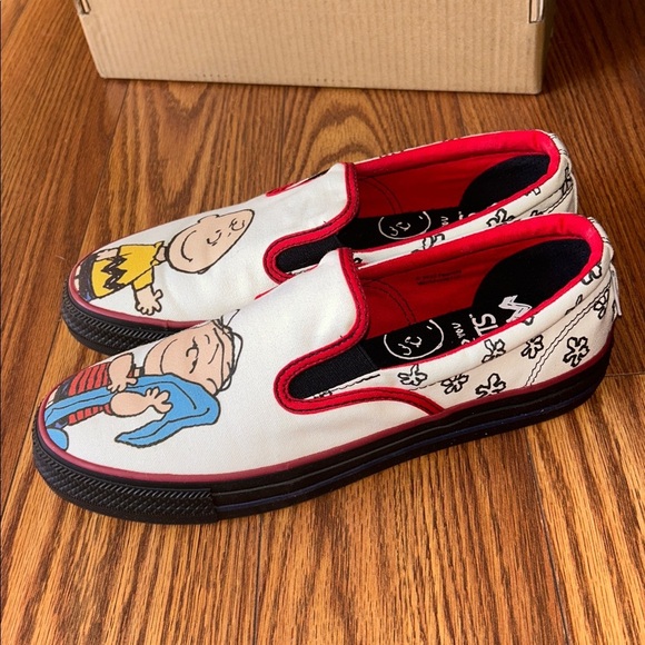 NIB Converse x Peanuts Deck Star Slide RARE Charlie Brown/Linus Unisex M8.5 W10 - Picture 7 of 11